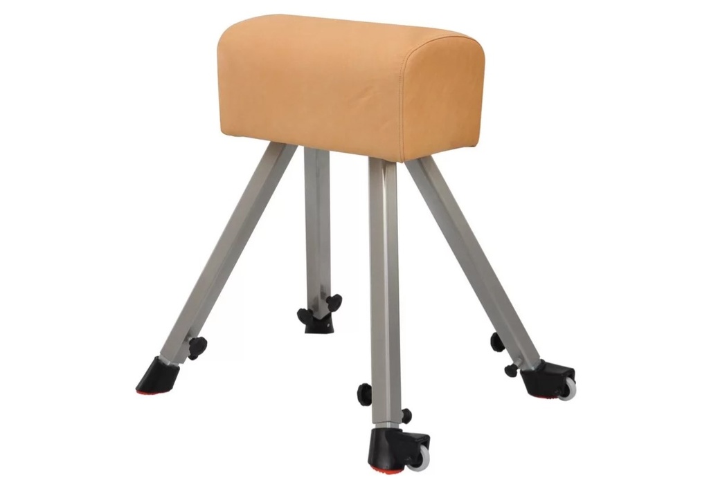 Gymnastická koza Vulkollan® - nastaviteľná výška 100-150cm, prírodná koža