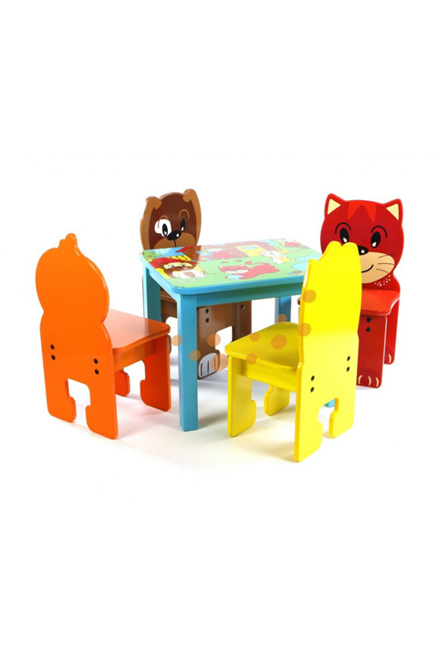 Set - stolek Zvířátka a 4 židle
