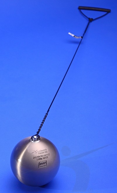Oceľové súťažné kladivo - hmotnosť 7,26 kg, farba strieborná, certifikát WA I-10-0468 ZH-7,26-S