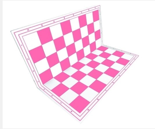 Skládací šachovnice velká - růžová/bílá