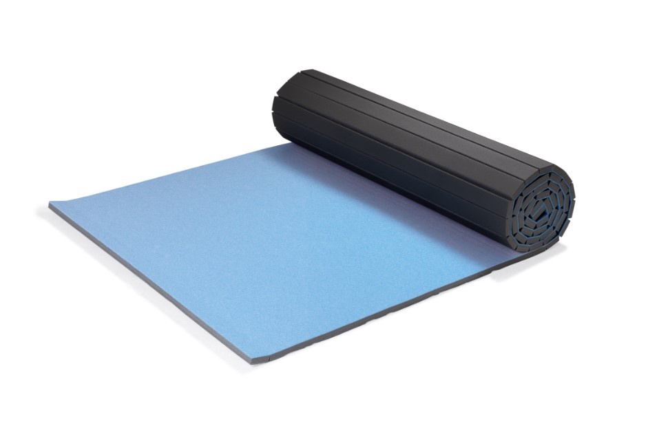 Gymnastický koberec Flexiroll - 14x2 m, 40 mm - modrý