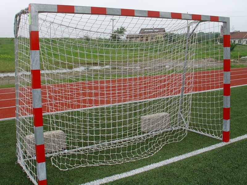Hádzanárska sieť na bránku STANDARD, rozmery 3 x 2 x 0,8 x 1,2 m, biela