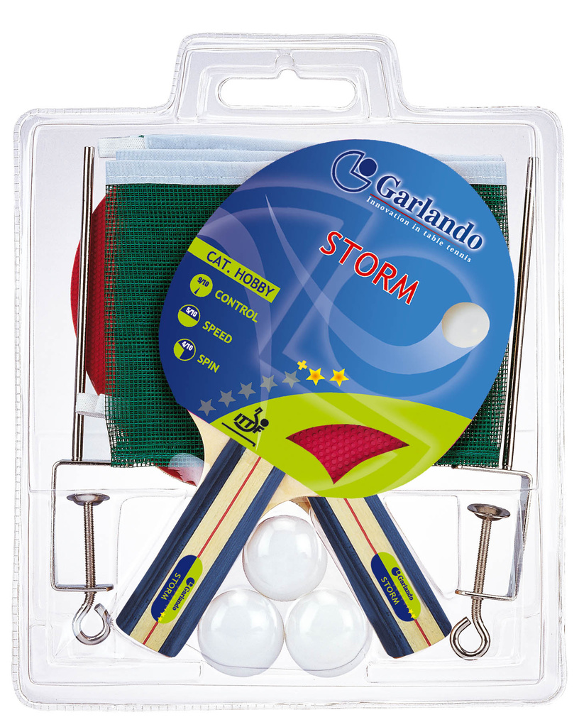 Sada pálok na stolný tenis Storm PLUS, 2 pálky Storm**+, 3 loptičky a sieťka, schválené ITTF