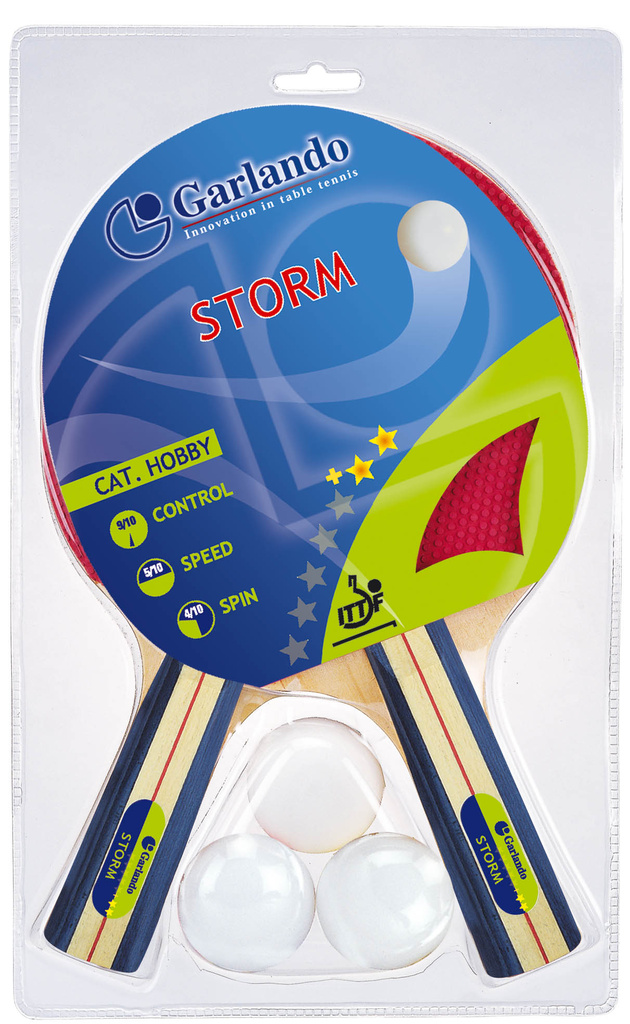 Sada pálok na stolný tenis Storm, 2 pálky Storm**+, 3 loptičky, schválené ITTF